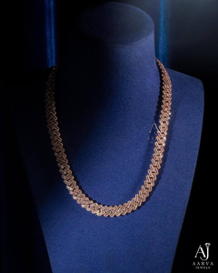 สร้อยคอเงินแท้ 925 ประดับเพชรโมอิสซาไนต์ VVS ทรงกรงเล็บ ดีไซน์แบบ Cuban Link ชุบทองคำสีกุหลาบ สำหรับทั้งชายและหญิง สไตล์ฮิปฮอป ยี่ห้อ AARVA JEWELS - Product Image 4