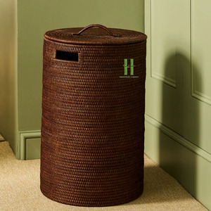 Cesta de Almacenamiento de Mimbre Hecha a Mano con Diseño Vintage y Moderno para Lavandería y Dormitorio, Cajas y Contenedores de Almacenamiento, Mimbre OEM 2026 - Product Image 1