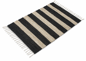 Ensemble de tapis modernes en coton rayé tissé respirant, réversible, antidérapant, pour intérieur et extérieur, pour salon et chambre - Product Image 1