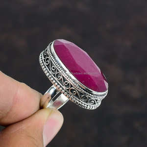 Bague en argent sterling 925 rubis pierre précieuse bague bohème bijoux en argent faits à la main bague beau cadeau pour elle - Product Image 6