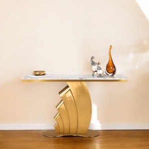 Mesa de centro de latón de lujo de última generación, mesa central geométrica moderna, mesa auxiliar de metal contemporánea, muebles de diseño para sala de estar - Product Image 6