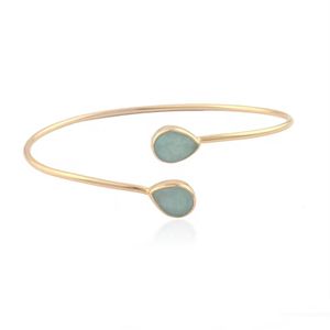 Handmade gold plated Amazonite bangle <b>bracelet</b> – Cuff design Gold Plated Brass Bangle - Product Image 5