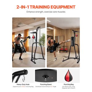 2 in 1 Heavy-Duty Steel Punching Bag <b>Stand</b> Adjustable Height <b>Boxing</b> & Speed Bag Equipment Free Standing Punching Bag <b>Stand</b> - Product Image 5