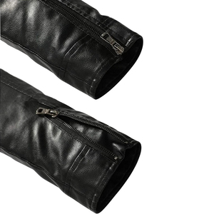 Blouson bomber réversible en cuir PU imperméable à capuche noir pour homme, fermeture éclair, style motard - Product Image 2