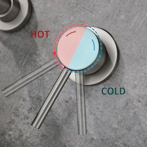 Rubinetto Monocomando a Parete per Lavabo o Vasca da Bagno, Valvola in Ottone a 2 Fori, Finitura Nichel Spazzolato - Rubinetti per Lavabo - Product Image 6