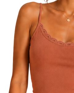 Camiseta sin mangas de algodón acanalada con encaje para mujer, estilo casual de verano, corte ajustado, top corto de moda - Product Image 3
