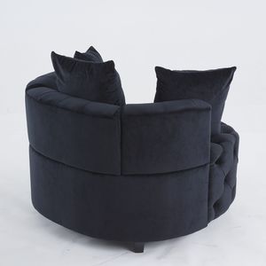 Poltrona Moderna Nera da Salotto di A a Furniture, Sedia Decorativa da 40,6 Pollici per Soggiorno, Design Classico a Botte - Product Image 5