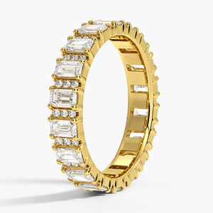 Bague de mariage en diamant cultivé en laboratoire, taille émeraude, couleur F, clarté VS2, 2,00 carats, certifiée IGI, diamant CVD, or 18 carats. - Product Image 2