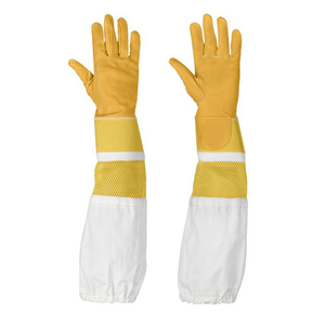 Guantes de Apicultura de Manga Larga, Resistentes a Picaduras de Abeja, de Lona y Cuero Vacuno en Toda la Palma, para Protección y Seguridad - Product Image 2