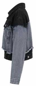 Veste en jean pour femme, col rabattu, manches longues, color block - Product Image 5
