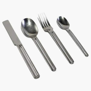 Ensemble de couverts en métal de luxe comprenant cuillère, fourchette et couteau pour les mariages, les événements de restauration, les hôtels et l'utilisation en cuisine moderne. - Product Image 1