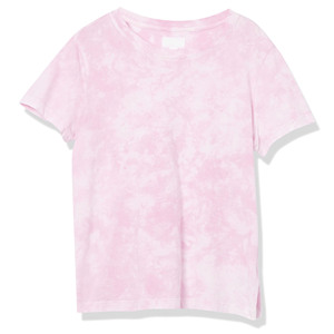 Camiseta Rosa Tie Dye para Mujer, Manga Corta, Cuello Redondo, Corte Holgado, Informal, de Algodón Jersey, Transpirable, para Primavera/Verano - Product Image 1