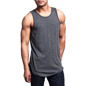 Breathable Tank <b>Tops</b> Gym Fitness Vest Men's Clothing <b>Plus</b> <b>Size</b> Cotton Polyester Striped Design Crewneck - Product Image 1