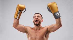 Dumela Leather Boxing Gloves Gold with Black Accents and <b>White</b> <b>Laces</b> - Product Image 5