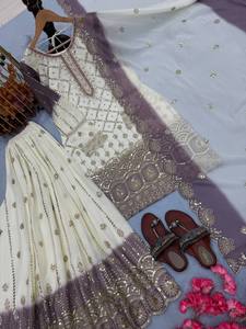 Premium Pakistani Style sharara Set Pure <b>Silk</b> <b>Kurta</b> with Embroidered Dupatta Party & Festive Ethnic Wear - Product Image 5