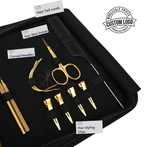 Kit de herramientas para extensiones de cabello con varita para enhebrar cuentas, gancho de instalación de cabello, pinzas antideslizantes iridiscentes y agujas para tejer. - Product Image 4