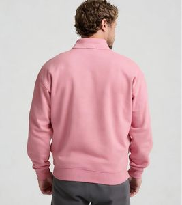 Sweat-shirts à col rond et quart de zip pour hommes, personnalisés, teints unis, à motif uni, doublés polaire, grammage lourd, style fermeture éclair, pour l'hiver 2026 - Product Image 6