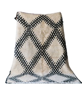 Tapis marocain moderne en laine, design traditionnel à côtes volumineuses, toucher doux, noué à la main, anti-déchirure, géométrique, pour la maison - Product Image 1