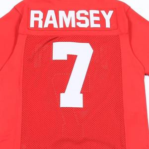 เสื้อฟุตบอลอเมริกันสีแดงแบบกำหนดเอง แขนสั้น ผ้าตาข่าย สำหรับเล่นกีฬา พร้อมชื่อและหมายเลขผู้เล่น สำหรับการฝึกซ้อม - Product Image 3