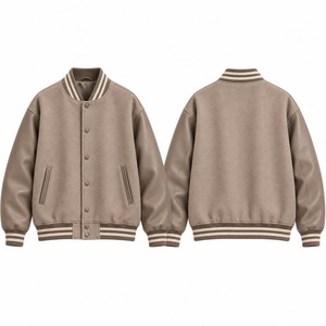 Veste varsity en laine et cuir de haute qualité, style streetwear, avec écussons en chenille et impression personnalisée, pour hommes - Product Image 1