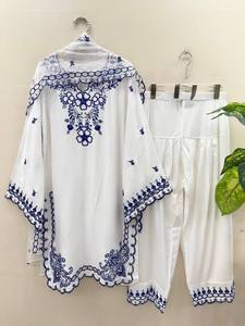 Traje Farshi Salwar Bordado Blanco para Mujer, Conjunto de Kurti y Pantalón, Ropa Étnica Pakistaní para Bodas y Fiestas - Product Image 3