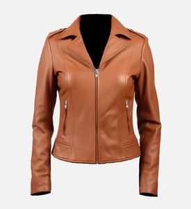 <b>Women</b> Premium Leather <b>Jacket</b> Genuine Leather Soft Comfortable Classic Tailored Silhouette Casual Winter Fashion Outerwear Quick - Product Image 1