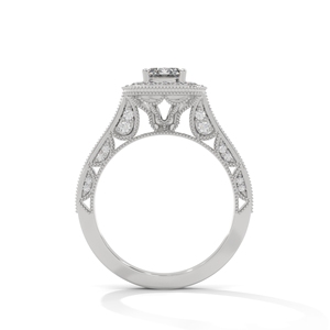 925 Sterling <b>Silver</b> <b>Emerald</b> Cut Halo Diamond <b>Ring</b> Women Engagement Wedding Band Bezel Set Jewelry - Product Image 3