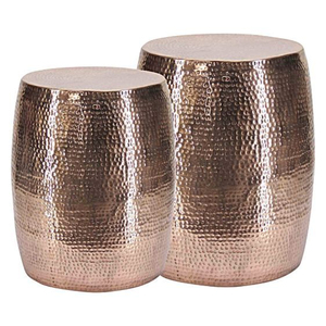 Tabouret en cuivre martelé, design contemporain, fait main, meuble de salon, décoration intérieure, ottoman pour appartement - Product Image 1
