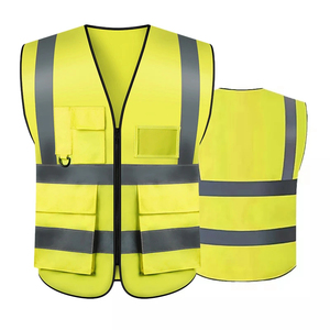 Red Reflective Safety Vest with <b>Adjustable</b> <b>Straps</b> and Multiple Pockets for High Visibility Workwear - Product Image 4