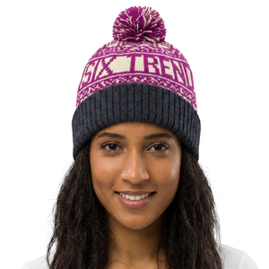 Six Trend Knit Beanie <b>Hat</b> With Pom Pom Turquoise Gray Unisex Winter <b>Cap</b> Casual Style Adult Size 56-58CM - Product Image 2