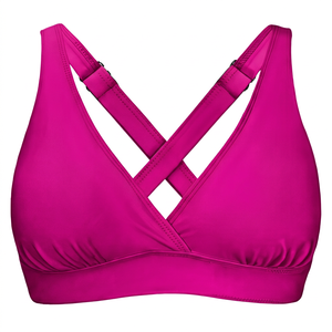 Sujetador deportivo de yoga para mujer, negro, con tirantes, escote en V profundo, soporte medio, transpirable, diseño hueco - Product Image 6