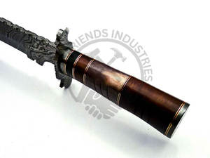 Couteau de chasse artisanal personnalisé, lame en damas, manche en os coloré, étui, couteau de survie pour le camping, lame tranchante comme un rasoir, couteau Bowie ambidextre - Product Image 3