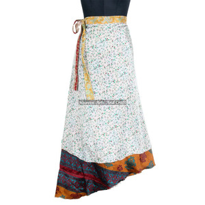 Nouvelle jupe longue réversible en soie magique de 38 pouces, style tour de cou, tube, réversible, vintage, en soie, type sari, jupes enveloppantes, style hippie, écharpes magiques en sari - Product Image 1