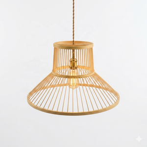 Lámpara de Techo Colgante de Bambú Tejido en Forma de Campana, Estilo Tropical, Tradicional, Moderno, Grande, Hecha a Mano, Rústica, de Mediados de Siglo, Ecológica - Product Image 2