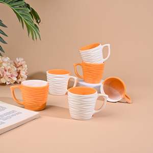Classy Dual Shade Wavy Ceramic <b>Tea</b> <b>Cup</b> <b>Set</b> of 6 - Product Image 5