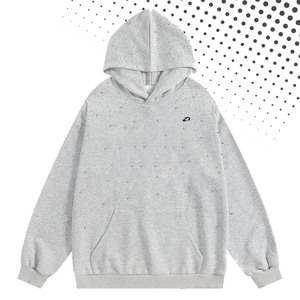 Sweat à capuche pour homme en molleton de coton avec détails en strass, doux, coupe oversize, style streetwear minimaliste, fabrication de vêtements en gros - Product Image 2