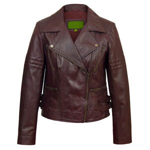 Veste en cuir PU décontractée à la mode pour femmes, col rabattu, fermeture éclair, manches longues, couleur unie - Product Image 6