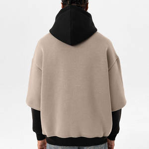 Sudadera con capucha de invierno al por mayor, de doble capa de forro polar lavado, personalizada, extragrande, 100% algodón, lisa, corta, con hombros caídos para hombre - Product Image 5