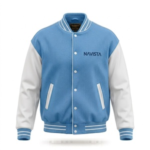 เสื้อแจ็คเก็ตวาร์ซิตี้สีดำสำหรับทุกเพศ ยี่ห้อ Navista Sports แขนเสื้อสีขาว ปักหมายเลข 10 แบบลำลอง สไตล์ฤดูหนาว คอตั้ง ทำจากผ้าขนสัตว์ 100% - Product Image 6