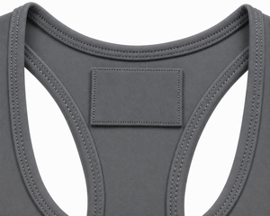Soutien-gorge de sport gris pour femme, maintien élevé, dos nageur, col ras du cou, sans couture, logo frontal, séchage rapide, pour yoga et activités sportives - Product Image 5