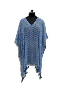 Blue Floral Woven Digital Printing V-Neck Boho Chiffon Maxi <b>Dress</b> with Tassel Hem <b>Loose</b> Sleeveless Summer Casual - Product Image 1