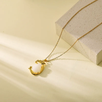 Collier géométrique pour femmes en acier inoxydable 304 avec chaîne en câble plaqué or véritable 18 carats