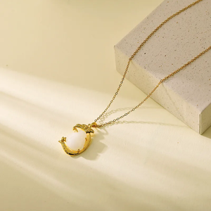 สร้อยคอทรงเรขาคณิตสำหรับผู้หญิง ทำจากสแตนเลส 304 พร้อมสายเคเบิลชุบทองคำแท้ 18K - Product Image 5