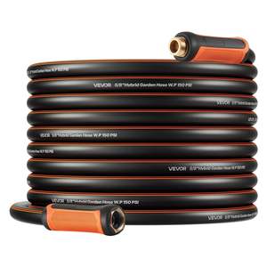 Tuyau d'arrosage de jardin en caoutchouc robuste à 4 couches de 75 pieds 5/8\" 150 PSI de pression de fonctionnement 600 PSI de pression de rupture Raccord 3/4\" Flexible anti-torsion Tuyaux de jardinage - Product Image 1