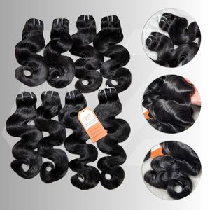 Corps Ondulé Bundles Extensions de Cheveux Humains Naturel Noir Couleur Vendeur Vierge Cheveux Emballage Soyeux Lisse - Product Image 5