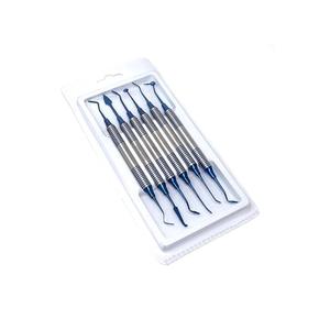 Kit de 6 instruments manuels pour la pose de composite dentaire, pointes en titane bleu, outils de restauration en acier inoxydable - Product Image 1