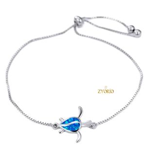 Pulsera de Tortuga Marina con Ópalo de Fuego Azul, Cadena Ajustable de Plata, Joyería Animal para Mujer - Product Image 3