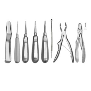 Juego de 8 Instrumentos Quirúrgicos Orales Básicos de Acero Inoxidable para Veterinaria, Kit Manual MOL para Extracción Dental - Product Image 1