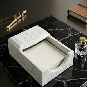 White Crocodile Embossed Leather <b>Memo</b> Holder Leather <b>Memo</b> <b>Pad</b> Holder With Crocodile Texture - Product Image 2