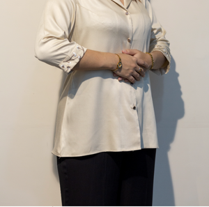 Chemise élégante CLAIRE en coton Giza beige pour femme – Tissu premium, confortable et léger, idéale pour le bureau – Export en gros - Product Image 6